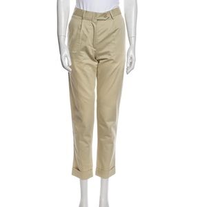 United‎ Bamboo high rise pleated front Straight Leg Pants roll cuffs in beige